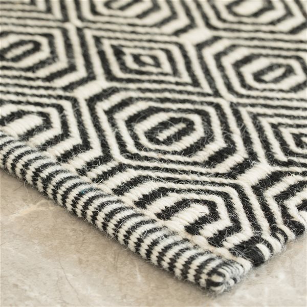Deerlux 2-ft x 3-ft Black and White Rectangular Indoor Geometric Area Rug