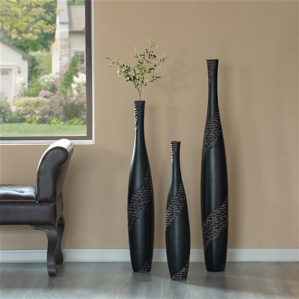 Uniquewise 42-in x 6-in Polyresin Vases - Set of 3
