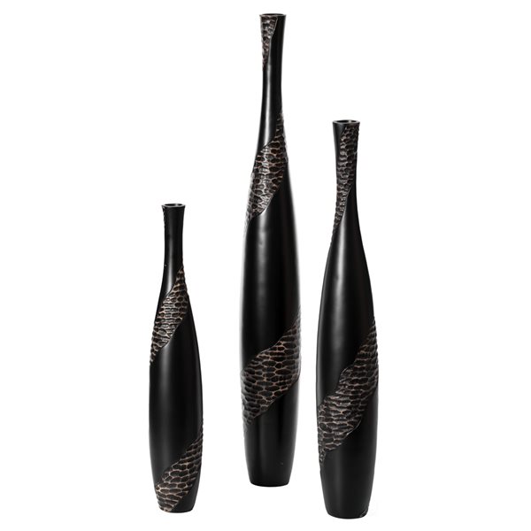 Uniquewise 42-in x 6-in Polyresin Vases - Set of 3