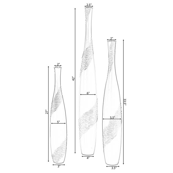 Uniquewise 42-in x 6-in Polyresin Vases - Set of 3