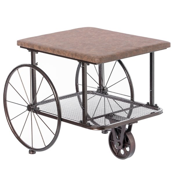 Vintiquewise Brown Wooden Wagon-Shaped End Table