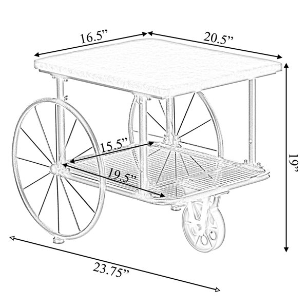 Vintiquewise Brown Wooden Wagon-Shaped End Table