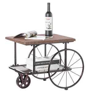 Vintiquewise Brown Wooden Wagon-Shaped End Table