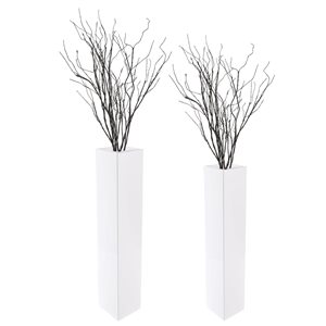 Uniquewise 40-in x 8-in White MDF Wood Vases - Set of 2