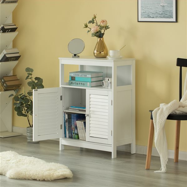 Basicwise 23.5-in W x 31.5-in H x 11.5-in D White MDF Freestanding Linen Cabinet