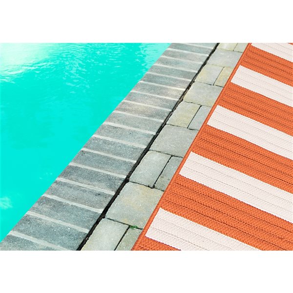 Colonial Mills Aniston Runner 2-ft x 8-ft Orange Rectangular Indoor/Outdoor Stripe Farmhouse/Cottage Runner