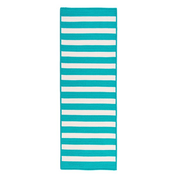 Colonial Mills Aniston Runner 2-ft x 8-ft Aqua Rectangular Indoor/Outdoor Stripe Farmhouse/Cottage Runner