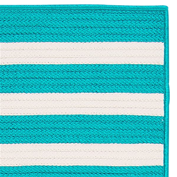 Colonial Mills Aniston Runner Aqua 3-ft x 8-ft Rectangular Indoor/Outdoor Stripe Farmhouse/Cottage Runner