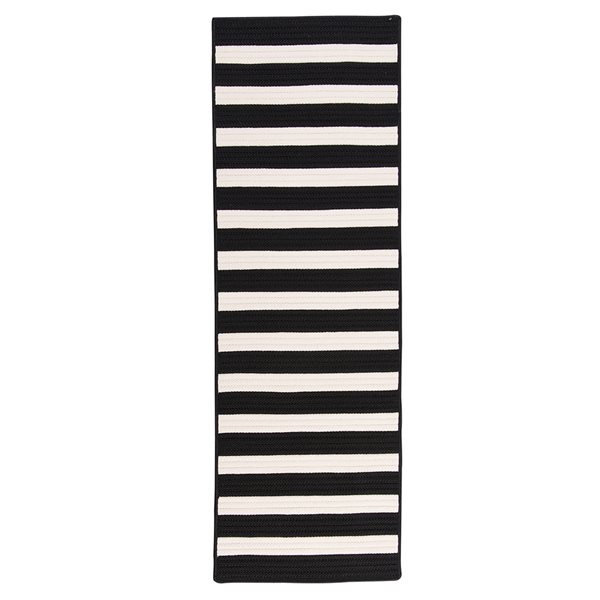 Colonial Mills Aniston Runner 2-ft x 14-ft Black Rectangular Indoor/Outdoor Stripe Farmhouse/Cottage Runner