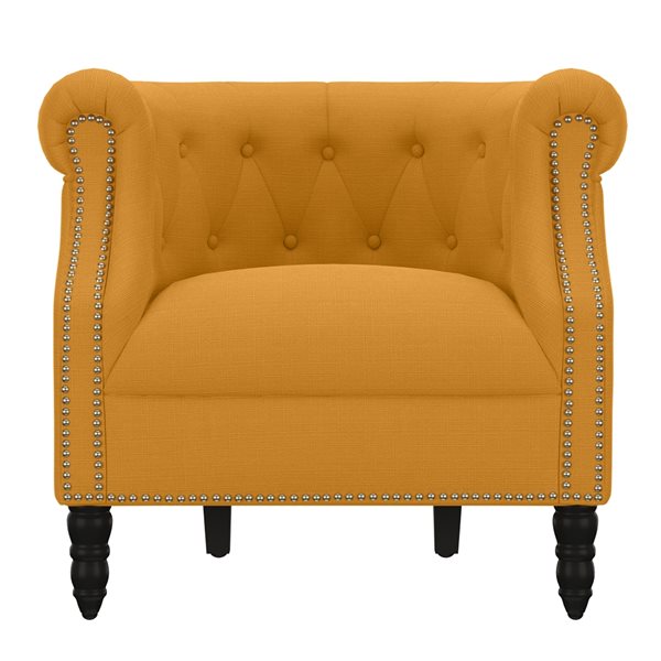 Handy Living Di'Onna Modern Mustard Yellow Polyester Chesterfield Chair