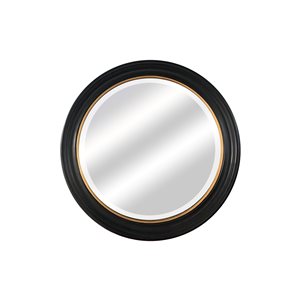 ZipDecor 33-in L x 32-in W Round Black Framed Wall Mirror