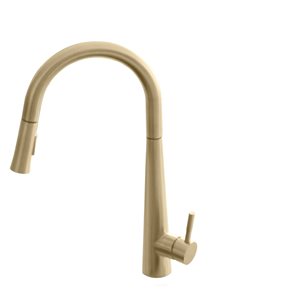 Stylish Brushed Gold 1-Lever Deck Mount High-Arc Kitchen Faucet