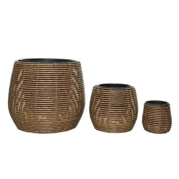 ProYard Decor 15.7-in x 17.7-in Light Brown Plastic Planter - Set of 3