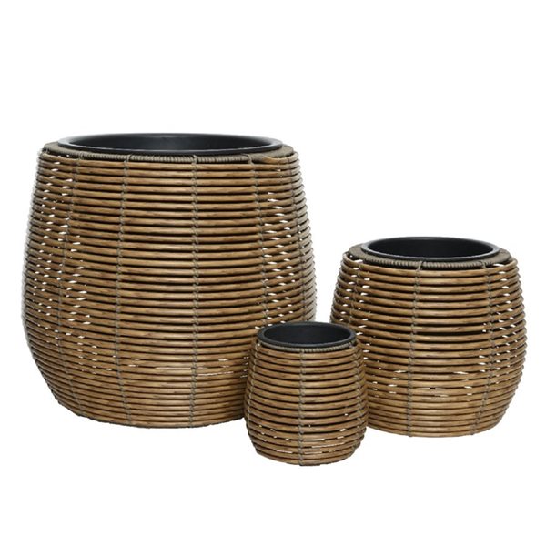 ProYard Decor 15.7-in x 17.7-in Light Brown Plastic Planter - Set of 3