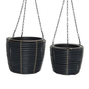 Jardinière suspendue en plastique gris anthracite de 8,7 po x 10,2 po par ProYard Decor, ens. de 2