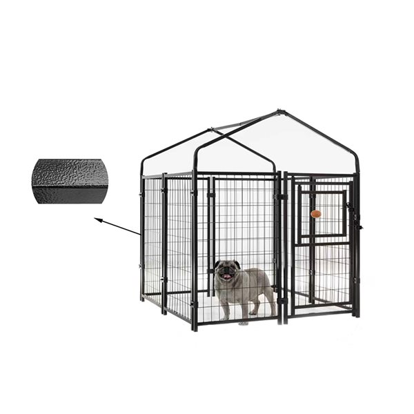 KennelMaster 4ft L x 4ft W x 4.3ft H Black Metal Dog Pet Kennel Kit