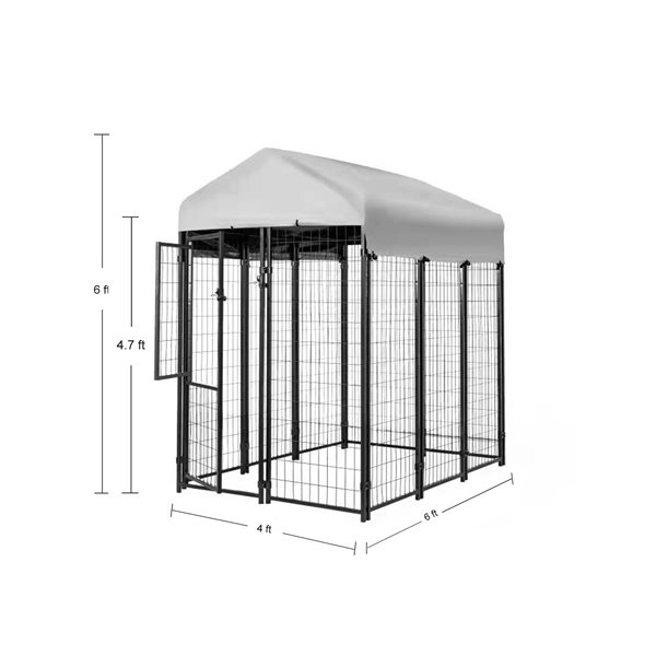 KennelMaster 6-ft x 4-ft x 6-ft Black Metal Dog Pet Kennel Kit DK646WC ...