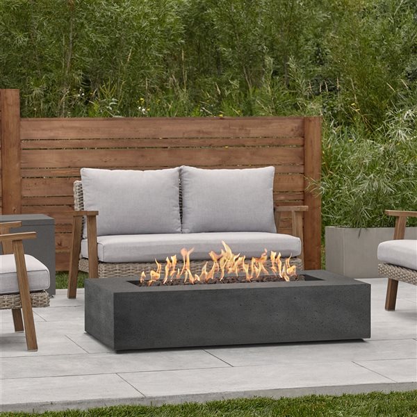 Real Flame La Valle 56" Rectangle Outdoor Propane Fire Table in Carbon