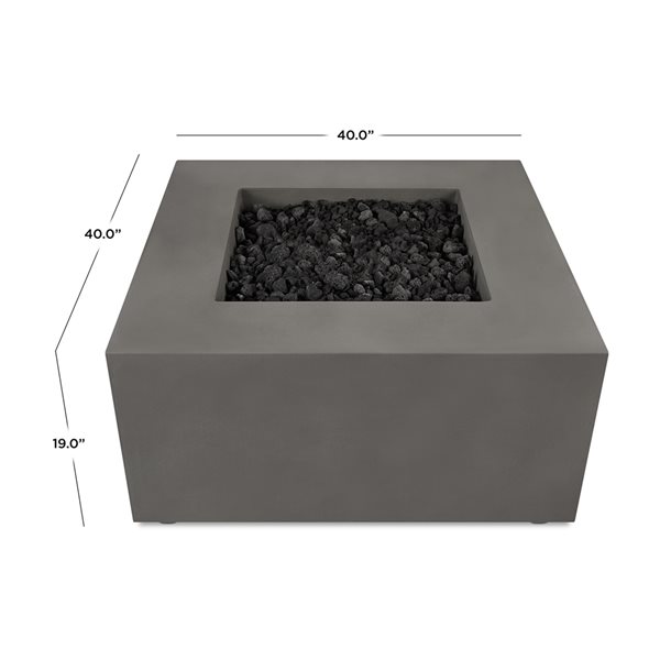 Jensen Estes 40" Square Outdoor Propane Fire Table in Carbon