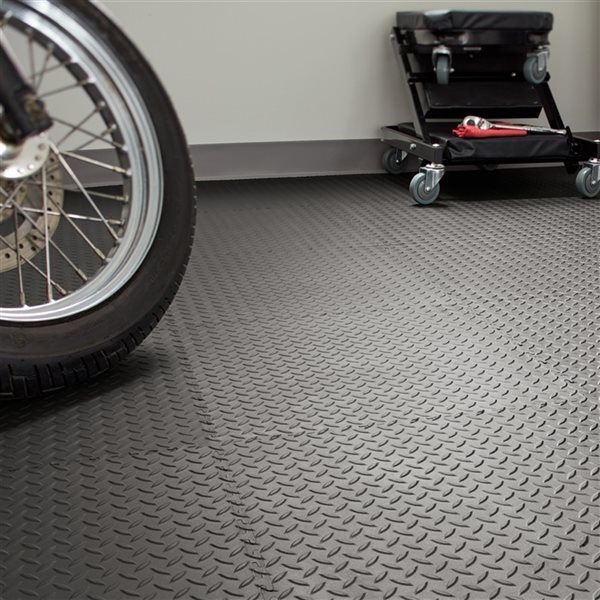 VersaTex 18-in x 18-in Black Diamond Plate Garage Floor Tile