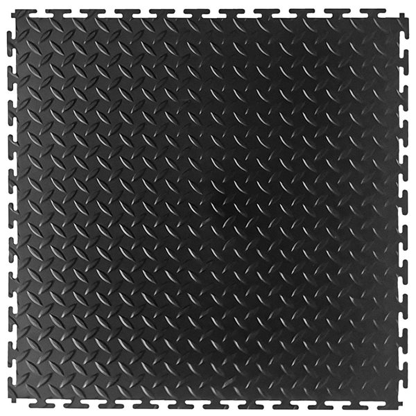 Rubber-Cal Diamond Plate 4 ft. x 4 ft. Black Rubber Flooring (16