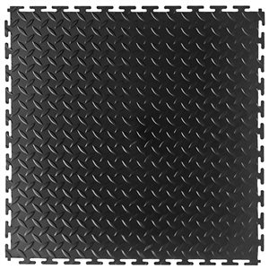 VersaTex 18-in x 18-in Black Diamond Plate Garage Floor Tile Set - 16/Pack