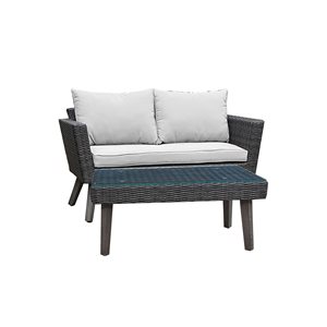 Dukap Kotka Rattan Outdoor Patio Sofa with Cushions and Table - 2-Piece