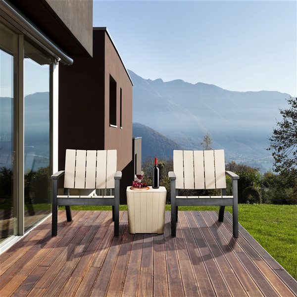 Dukap Enzo Black and Grey Patio Conversation Set - 3-Piece