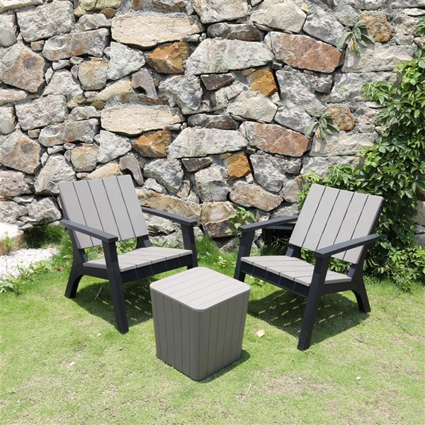 Dukap Enzo Black and Grey Patio Conversation Set - 3-Piece