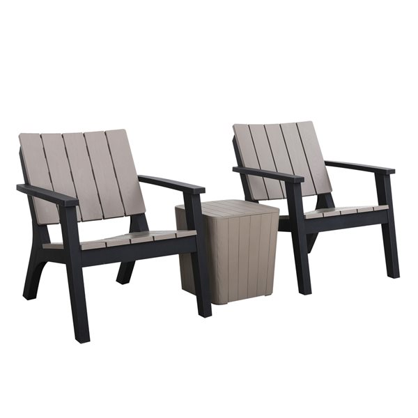 Dukap Enzo Black and Grey Patio Conversation Set - 3-Piece