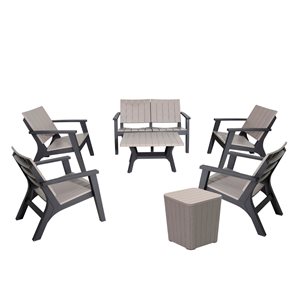 Dukap Enzo Black and Grey Patio Conversation Set - 7-Piece