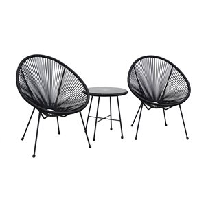 Dukap Sassio Black Patio Conversation Set - 3-Piece