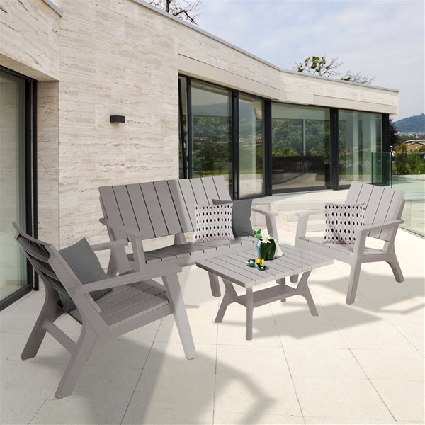 Dukap Enzo Grey Patio Conversation Set - 4-Piece