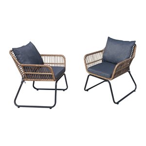 Dukap Lugano Rattan Conversation Chair with Cushions - 2-Piece