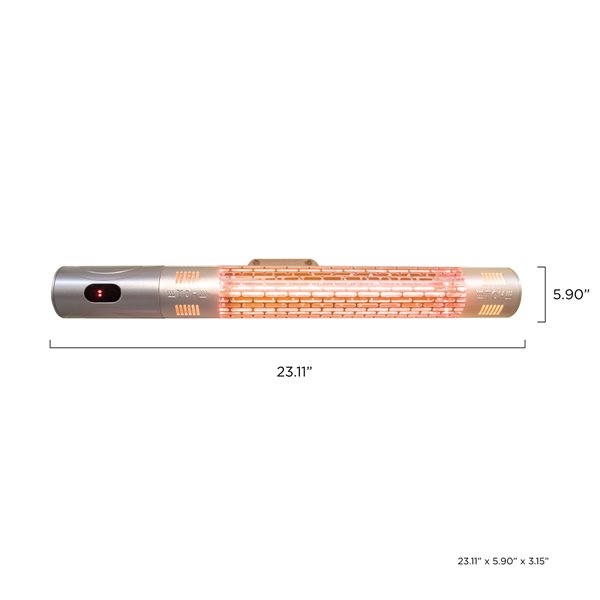 Chauffe-terrasse infrarouge électrique argenté à installation murale par Westinghouse de 5 100 BTU, 120 volts