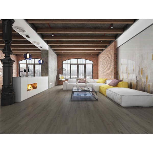 Sample Home Inspired Floors Moss Print Brown Vinyl Plank Flooring