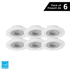 Luminus 4-in 75 W Equivalent White Round Dimmable Recessed Downlight with Junction Box - 6-Pack