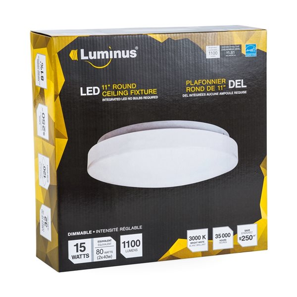 Luminus 11-in White Modern/Contemporary 80 W Dimmable LED Energy Star Certified Flush Mount Light