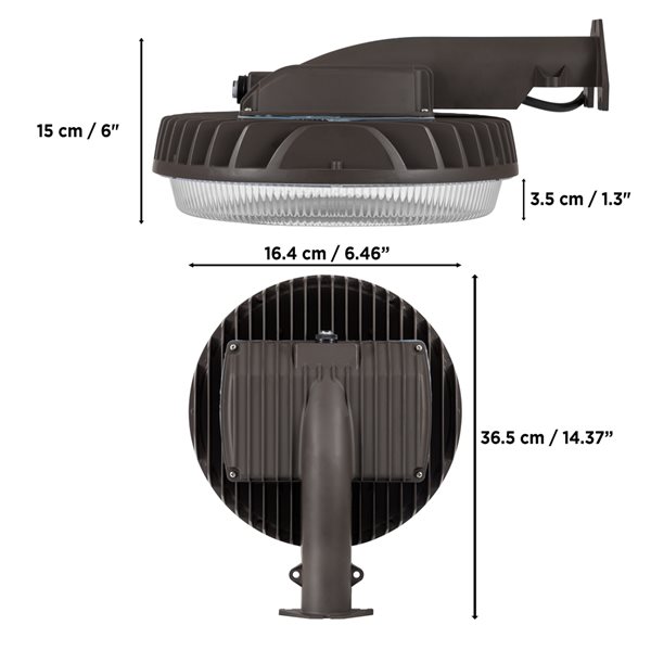 Applique de cour à DEL du crépuscule à l'aube par Luminus de 10 000 lm et 100 W, noir