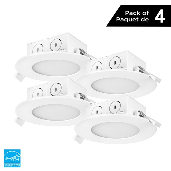 Luminaire encastré à éclairage vers le bas de 6 po et 85 W par Luminus à intensité variable, ens. de 4