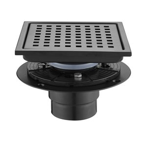 Wellfor 5.9-in Black Square Stainless Steel Shower Drain