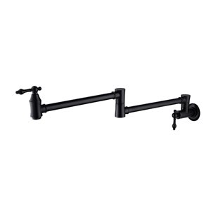 Wellfor 2-Handle Wall Mount Pot Filler Kitchen Faucet in Matte Black