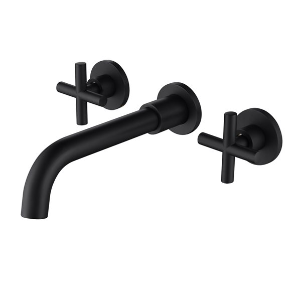 WELLFOR Black 2-Handle Wall Mount Bathroom Sink Faucet