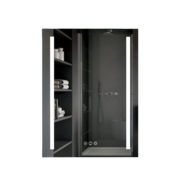 WELLFOR 20in Lighted LED Fog Free White Rectangular Frameless Bathroom