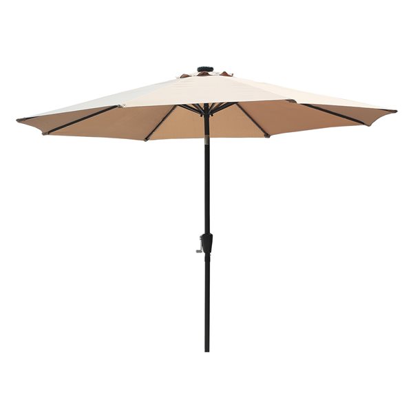 Clihome 10-ft Tan Garden Patio Umbrella with Push-Button and LED CL ...