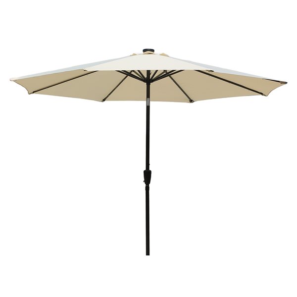 Clihome 10-ft Beige Garden Patio Umbrella With Push-button And Led Cl 