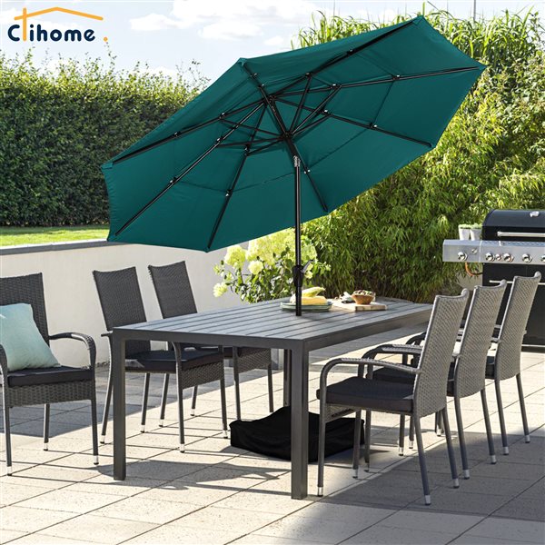 Clihome 10-ft Turquoise Market Patio Umbrella with Push-Button