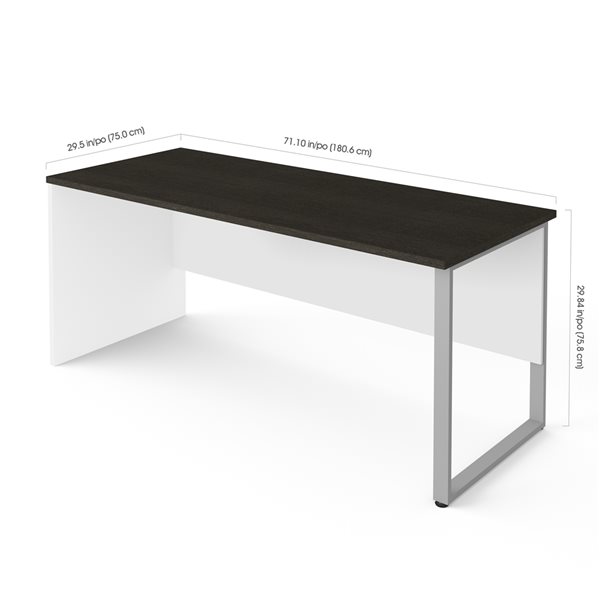 Bestar Pro-Concept Plus 72-in Table Desk with Metal Leg - White and Deep Grey