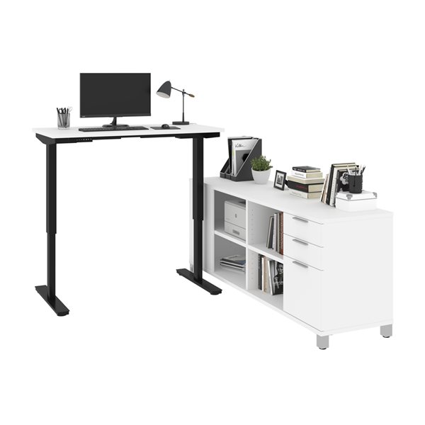 Bestar Pro-Linea 72-in L-Shaped Standing Desk - White