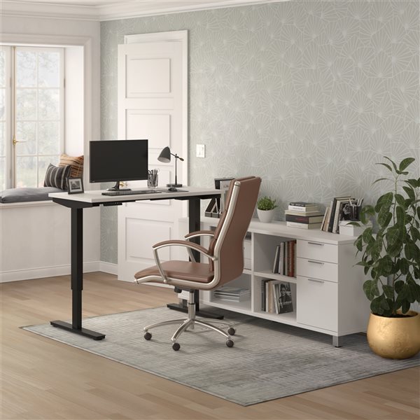Bestar Pro-Linea 72-in L-Shaped Standing Desk - White